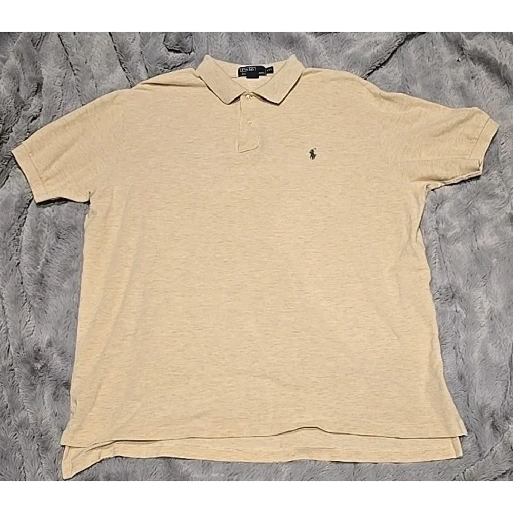 Polo Ralph Lauren Men's Polo XXL Cream Color‎ With Green Logo